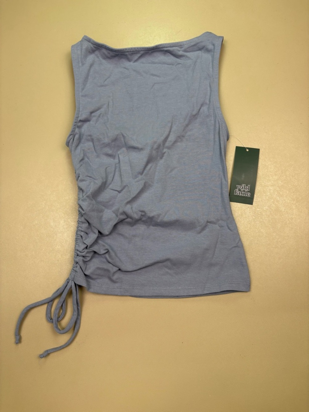 Wild Fable Gray Ruched Tank Top Side Tie Sleeveless Stretch XS NWT